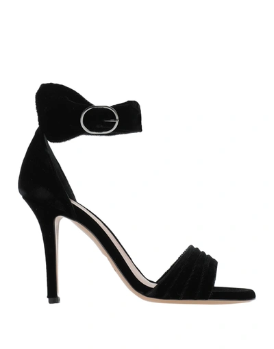 Shop Emporio Armani Woman Sandals Black Size 7.5 Textile Fibers
