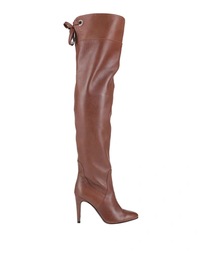 Shop Albano Knee Boots In Tan