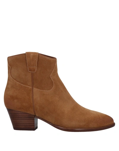 Shop Ash Woman Ankle Boots Camel Size 7 Soft Leather In Beige