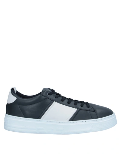 Shop Emporio Armani Man Sneakers Midnight Blue Size 8.5 Soft Leather, Textile Fibers