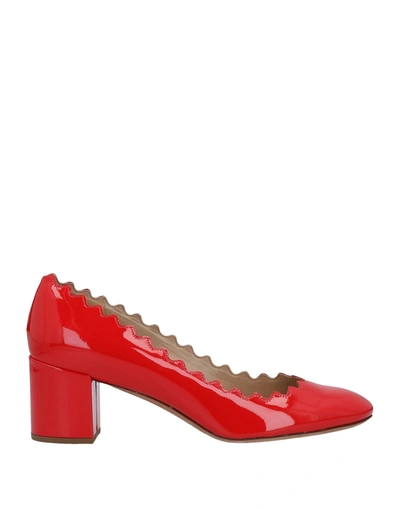 Shop Chloé Woman Pumps Red Size 5.5 Soft Leather