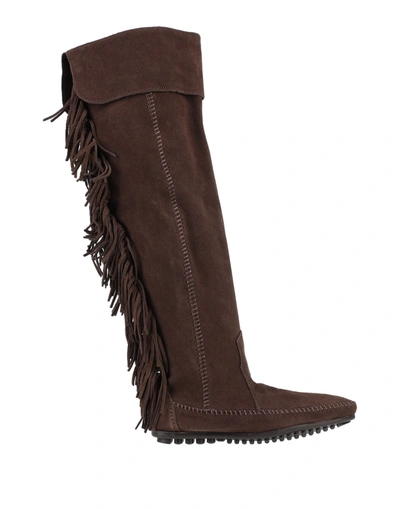 Shop Maje Knee Boots In Dark Brown
