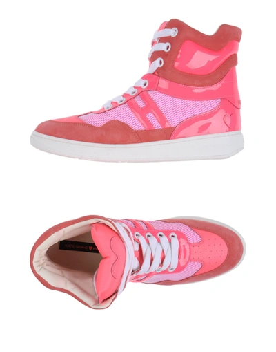 Shop Katie Grand Loves Hogan Woman Sneakers Fuchsia Size 7 Soft Leather, Textile Fibers In Pink