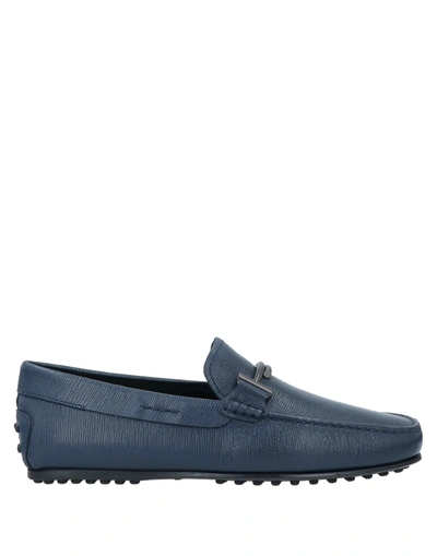 Shop Tod's Man Loafers Blue Size 5.5 Calfskin