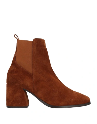 Shop Vero Moda Woman Ankle Boots Tan Size 6 Soft Leather In Brown