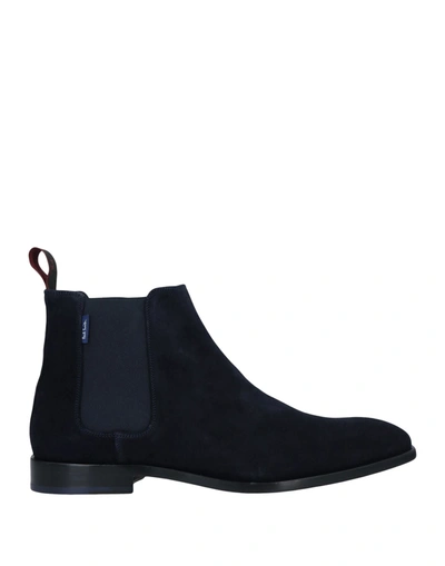 Shop Ps By Paul Smith Ps Paul Smith Mens Shoe Gerald Dark Navy Man Ankle Boots Midnight Blue Size 12 Bovine Leather, Elast
