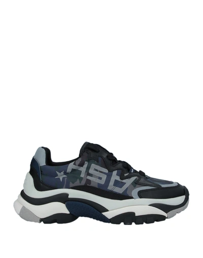 Shop Ash Man Sneakers Midnight Blue Size 9 Calfskin, Nylon, Textile Fibers In Dark Blue