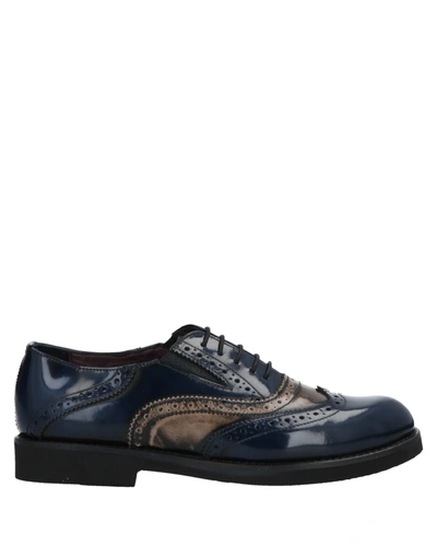 Shop Just Melluso Lace-up Shoes In Dark Blue