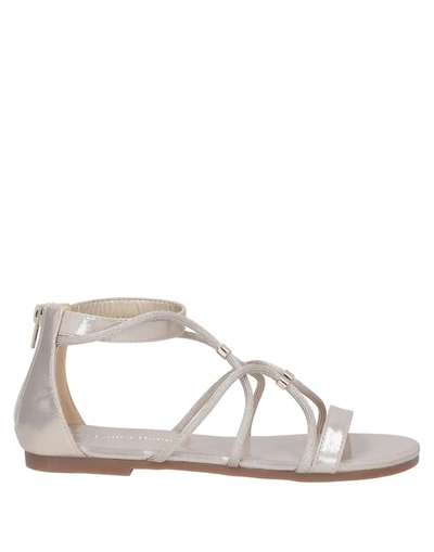 Shop Laura Biagiotti Woman Sandals Platinum Size 6 Textile Fibers In Grey
