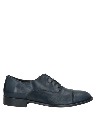 Shop Grey Daniele Alessandrini Lace-up Shoes In Dark Blue