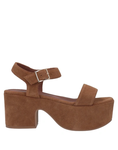 Shop L'autre Chose L' Autre Chose Woman Sandals Camel Size 10 Soft Leather In Beige