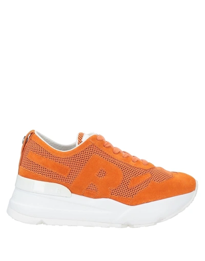 Shop Rucoline Woman Sneakers Orange Size 5 Soft Leather, Textile Fibers