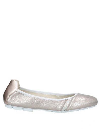 Shop Hogan Woman Ballet Flats Platinum Size 7.5 Soft Leather, Textile Fibers In Grey