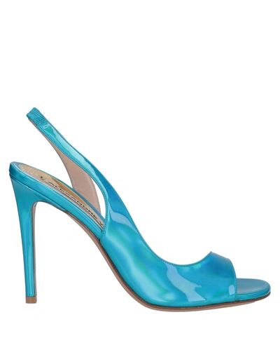 Shop Alexandre Vauthier Woman Sandals Azure Size 6 Textile Fibers In Blue