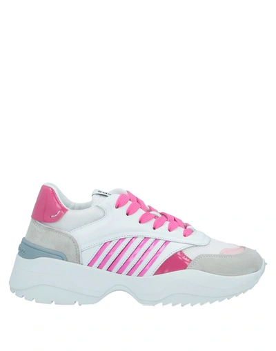 Shop Dsquared2 Woman Sneakers Fuchsia Size 8 Calfskin, Textile Fibers In Pink