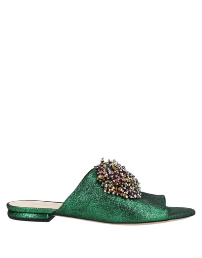 Shop Deimille Woman Sandals Green Size 6 Textile Fibers