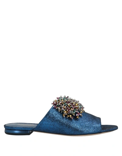 Shop Deimille Woman Sandals Blue Size 6 Textile Fibers