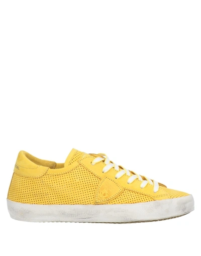 Shop Philippe Model Woman Sneakers Yellow Size 7 Soft Leather