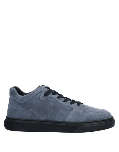 Shop Hogan Man Sneakers Slate Blue Size 8.5 Soft Leather
