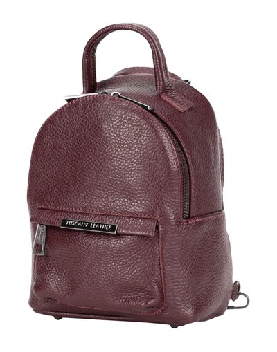 Shop Tuscany Leather Backpacks In Maroon