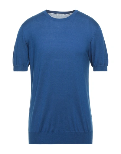 Shop Paolo Pecora Man Sweater Bright Blue Size Xl Silk, Cotton
