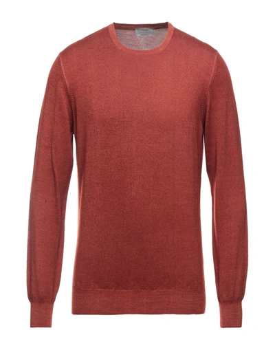 Shop Gran Sasso Man Sweater Rust Size 36 Virgin Wool