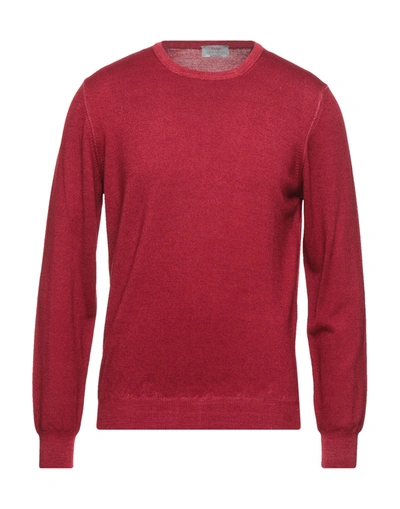 Shop Gran Sasso Man Sweater Burgundy Size 36 Virgin Wool In Maroon