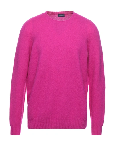 Shop Drumohr Man Sweater Deep Purple Size 42 Lambswool
