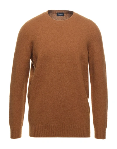 Shop Drumohr Man Sweater Tan Size 36 Lambswool In Brown