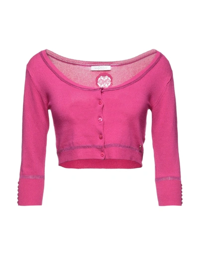 Shop Luckylu  Milano Luckylu Milano Woman Wrap Cardigans Fuchsia Size Xxl Viscose, Polyamide In Pink