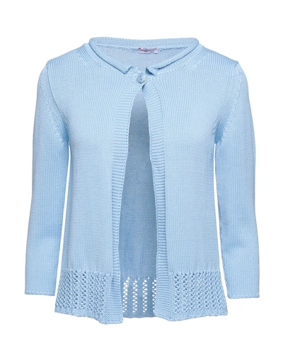 Shop Rossopuro Woman Cardigan Azure Size 4 Cotton In Blue