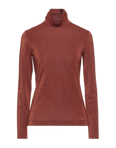 Shop Clips More Woman Turtleneck Rust Size 10 Viscose, Polyester, Polyamide, Elastane In Red