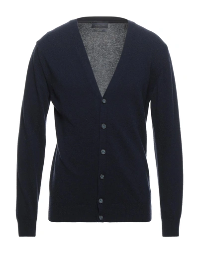 Daniele Fiesoli Man Cardigan Black Size Xl Merino Wool In Dark Blue