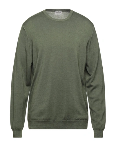 Shop Brooksfield Man Sweater Military Green Size 36 Virgin Wool