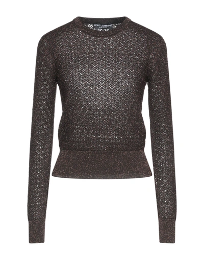 Dolce & Gabbana Solid Color Jumpers In Dark Brown