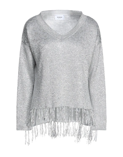 Shop Dondup Woman Sweater Silver Size 8 Viscose, Metallic Polyester, Polyester, Polyamide