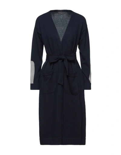 Shop Fabiana Filippi Woman Cardigan Midnight Blue Size 2 Cashmere, Soft Leather In Dark Blue