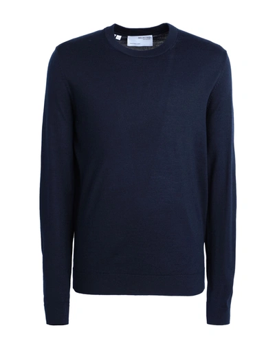 Shop Selected Homme Man Sweater Midnight Blue Size L Polyester, Merino Wool
