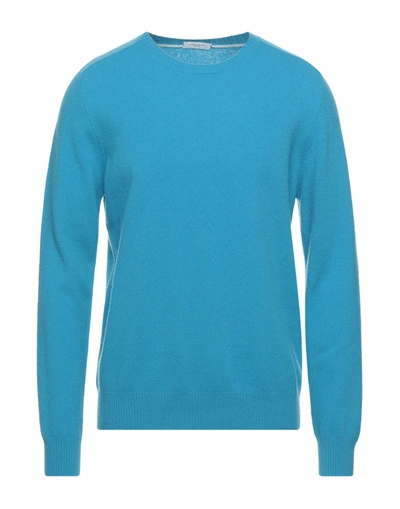 Shop Paolo Pecora Man Sweater Azure Size M Virgin Wool In Blue