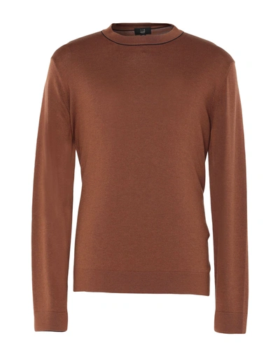 Shop Dunhill Man Sweater Brown Size Xl Mulberry Silk, Cotton