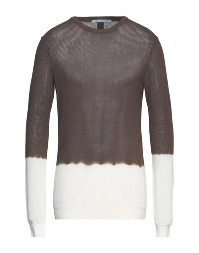 Shop Daniele Alessandrini Man Sweater Brown Size 42 Cotton