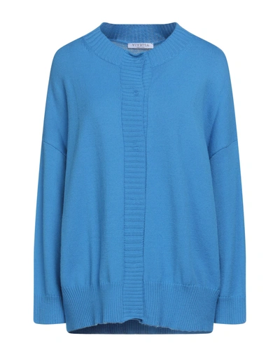 Shop Vivetta Woman Cardigan Azure Size 4 Virgin Wool, Acrylic, Polyester In Blue