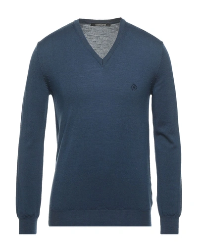 Shop Roberto Cavalli Man Sweater Blue Size Xl Wool