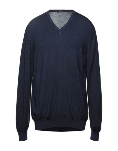 Shop Gran Sasso Man Sweater Midnight Blue Size 50 Virgin Wool In Dark Blue