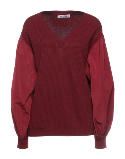 Shop Valentino Garavani Woman Sweater Burgundy Size M Virgin Wool, Cashmere, Cotton, Polyamide In Red