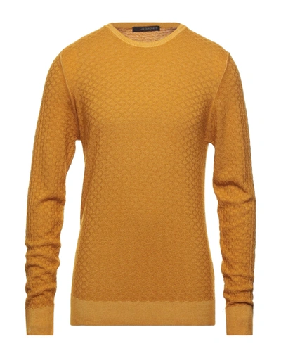 Shop Jeordie's Man Sweater Ocher Size L Merino Wool In Yellow