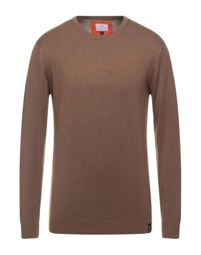 Shop Berna Man Sweater Camel Size Xxl Viscose, Nylon In Beige