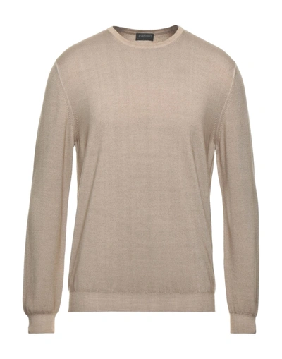 Shop Zanieri Man Sweater Sand Size 46 Wool In Beige
