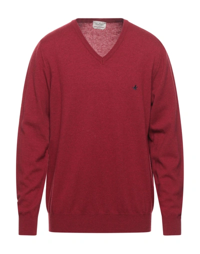 Brooksfield Sweaters In Brick Red
