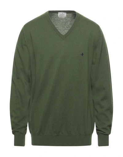 Shop Brooksfield Man Sweater Green Size 48 Virgin Wool